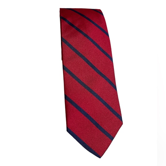 Brooks Brothers Other - Brooks Brothers Deep Red Navy Stripe Tie 100% Silk XL 63”